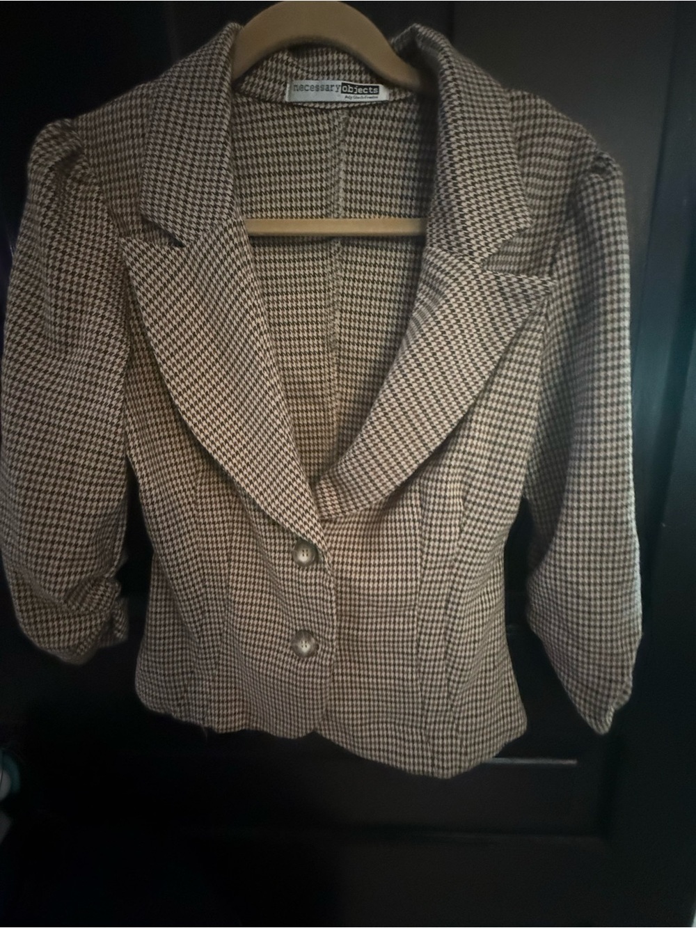 Necessary Objects Brown Houndstooth Tailored Blazer